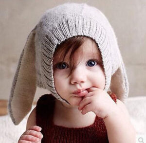 หมวกเด็กหูกระต่ายเหมาะสำหรับอายุ 0-3 ปี สีเทา